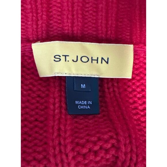 St. John Wool Red Knit Holiday Christmas Sweater Size M - Picture 9 of 11
